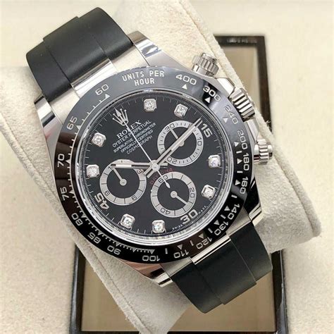 rolex daytona white gold black strap|Rolex daytona strap sizes.